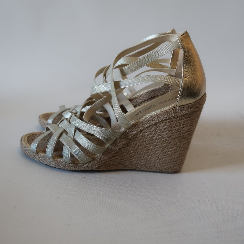 ANDRE ASSOUS STRAP ESPADRILLE WEDGE HEEL SANDAL 9* - Picture 7 of 10